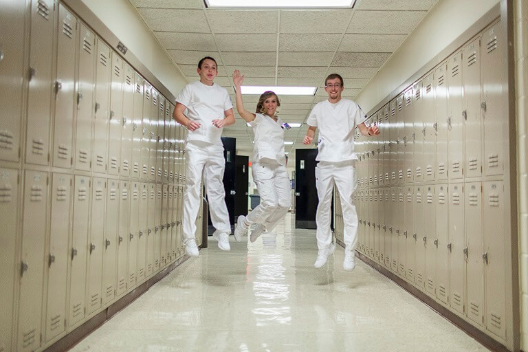 nurses jumping