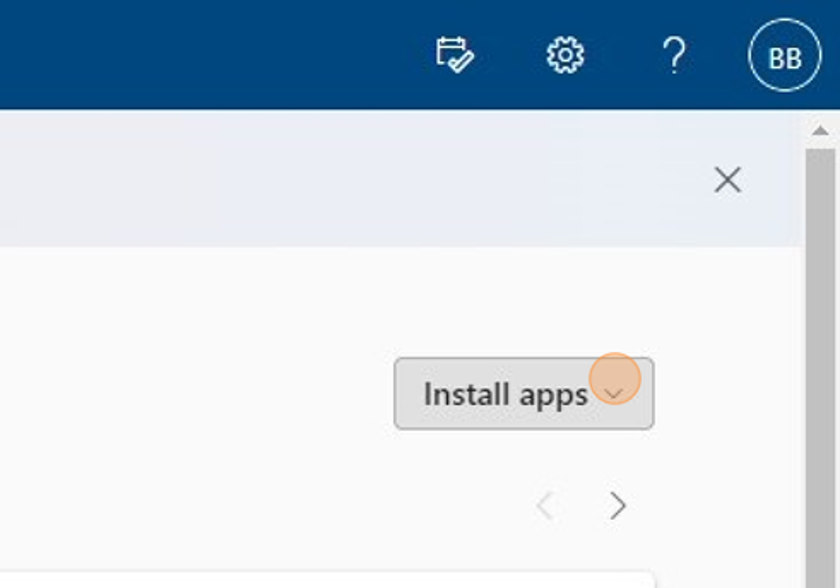 On the next screen, look to the far right-hand side of the screen and click [[Install Apps]] to access the MS Office Installation file.