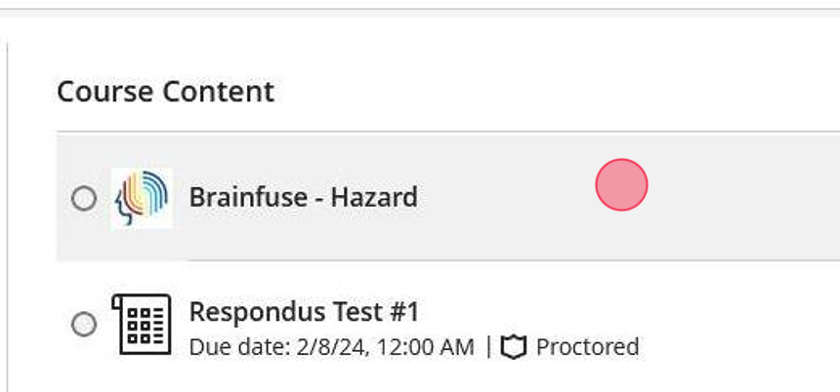 Once you are inside your course, click on the Brainfuse tool shown in your course content area. This tool will take you to Brainfuse and automatically create an account for you (if you do not have one already).