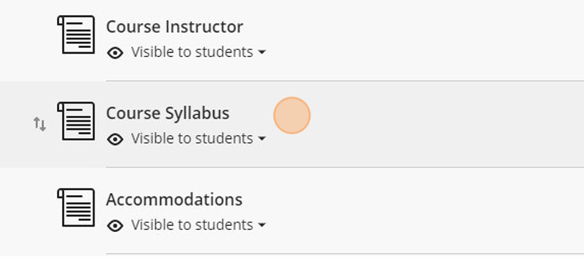 Click on the Course Content item with the file you want to download. In this case, we are downloading the Syllabus.