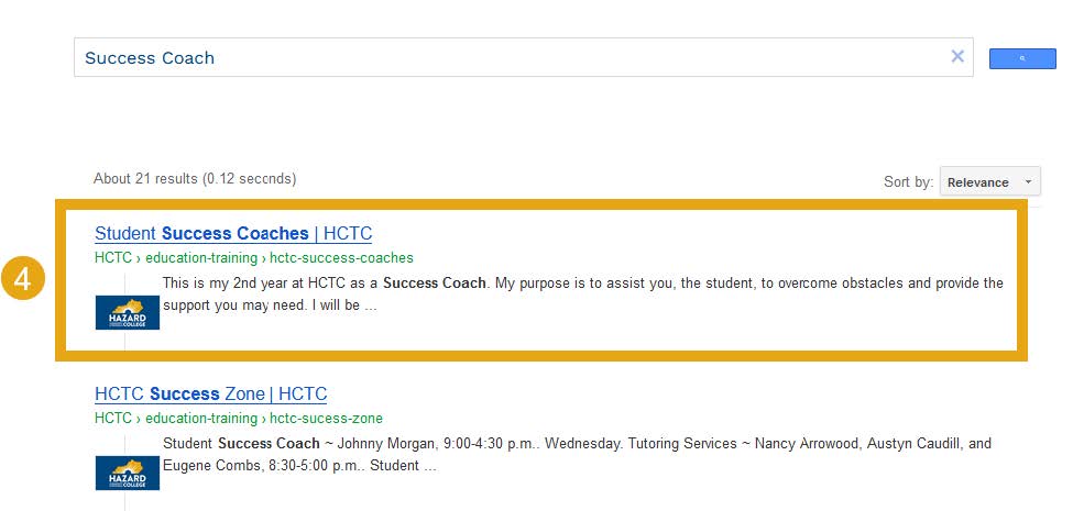 Enter the term “Success Coach”. Search Tutoring for tutors.