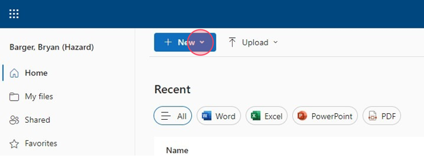 Click "New" to begin a new file. You can also select an existing file to share.