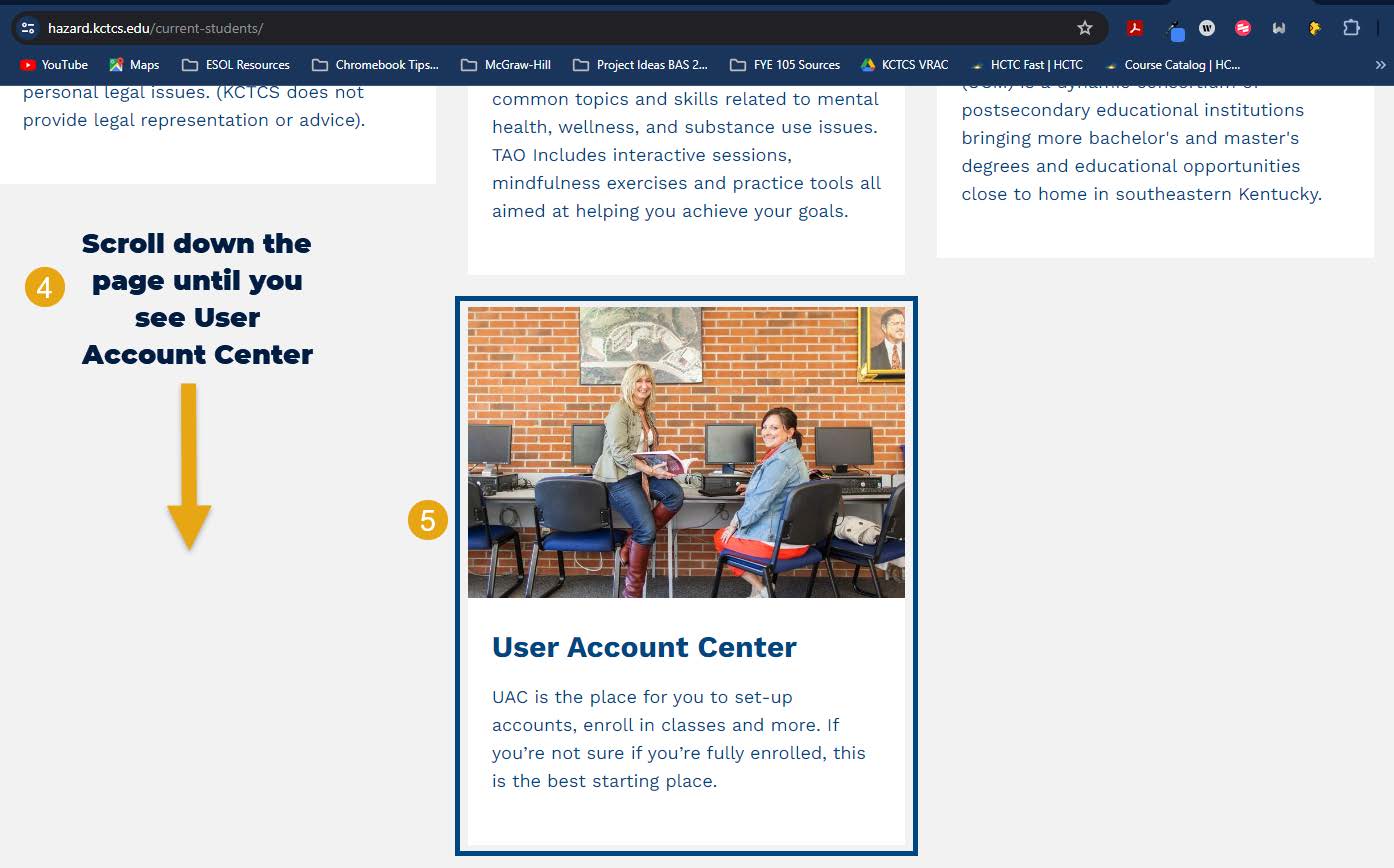 Scroll down and click on User Account Center.